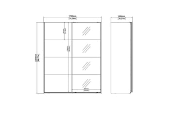 Elvos Garderobe med Spejl 179x220 cm - Sort - Opbevaring - Tøjopbevaring - Garderobeskabe