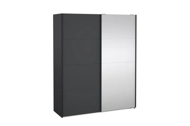 Elvos Garderobe med Spejl 179x220 cm - Sort - Opbevaring - Tøjopbevaring - Garderobeskabe