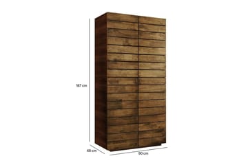 Elvric Garderobe 90x187 cm - Brun - Opbevaring - Tøjopbevaring - Garderobeskabe