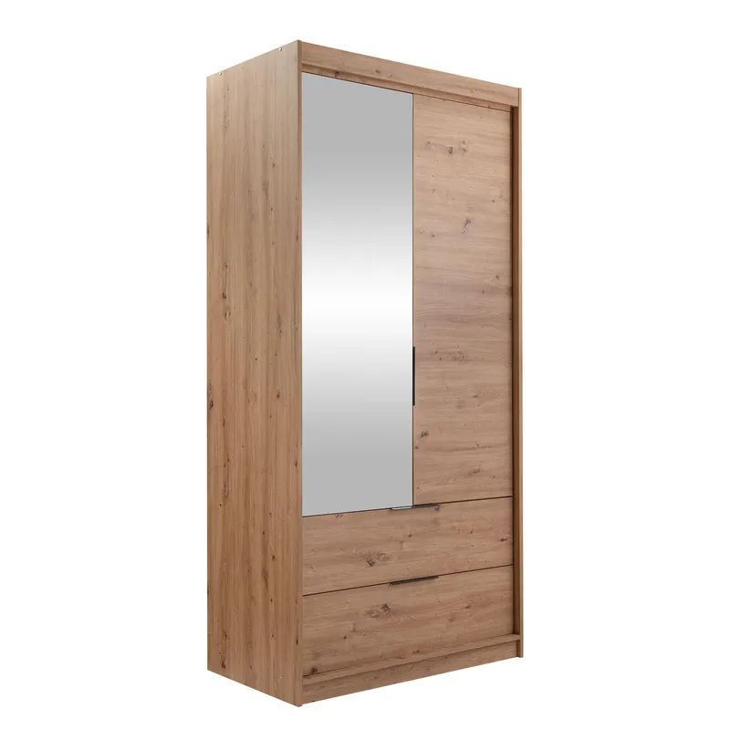 Elvyn Garderobeskabeskab med spejl 103x213 cm, Brun