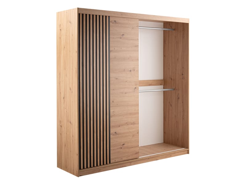 Elvyn Garderobeskabeskab med spejl 203x213 cm - Brun - Opbevaring - Tøjopbevaring - Garderobeskabe