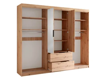 Elvyn Garderobeskabeskab med spejl 250x213 cm - Brun - Opbevaring - Tøjopbevaring - Garderobeskabe