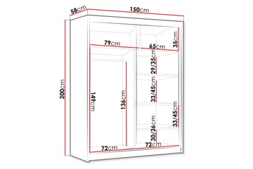 Emet Garderobe 150x200 cm - Beige - Opbevaring - Tøjopbevaring - Garderobeskabe