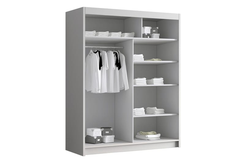 Emet Garderobe 150x200 cm - Hvid/Sort - Opbevaring - Tøjopbevaring - Garderobeskabe