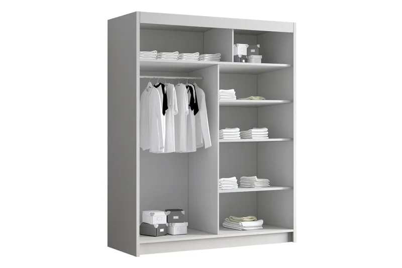 Emet Garderobe med Spejl 150x200 cm - Beige - Opbevaring - Tøjopbevaring - Garderobeskabe