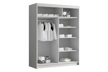 Emet Garderobe med Spejl 150x200 cm - Hvid - Opbevaring - Tøjopbevaring - Garderobeskabe