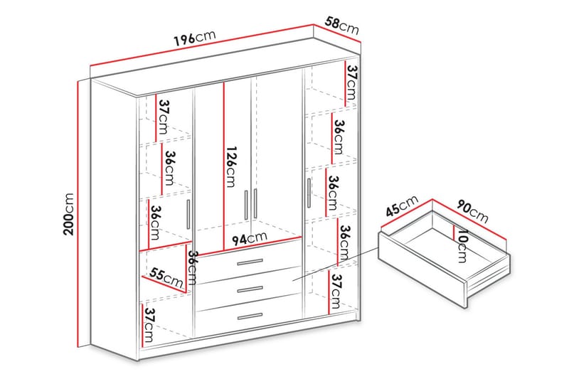 Escaldes Garderobe 196 cm - Grøn - Garderobeskabe - Garderobeskab & klædeskab