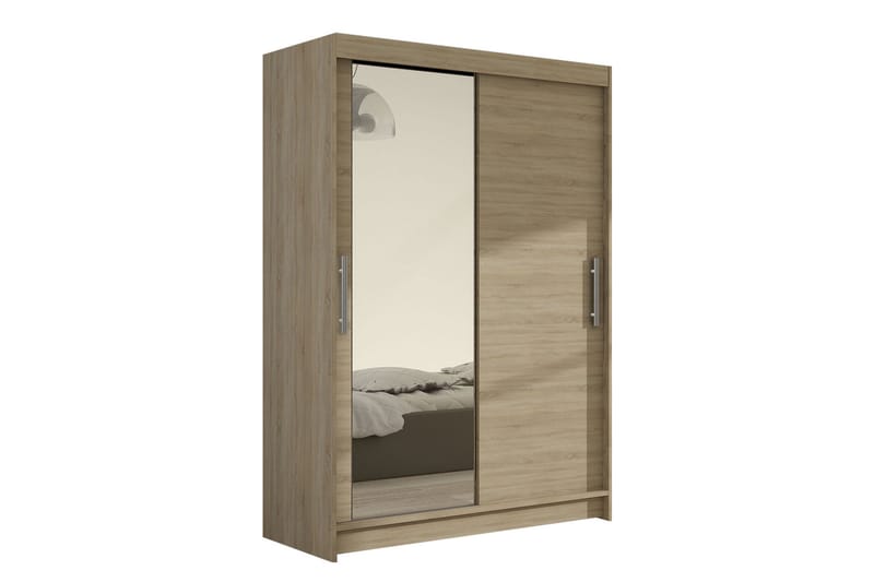 Estella Garderobe 120 cm Skydedøre Buet Spejl - Hvid - Garderobeskabe - Garderobeskab & klædeskab