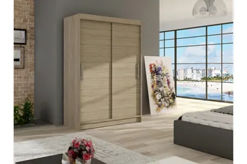 Estella Garderobe 120 cm Skydedøre - Eg - Opbevaring - Tøjopbevaring - Garderobeskabe