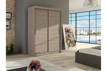 Estella Garderobe 120 cm Skydedøre - Lys Eg - Opbevaring - Tøjopbevaring - Garderobeskabe