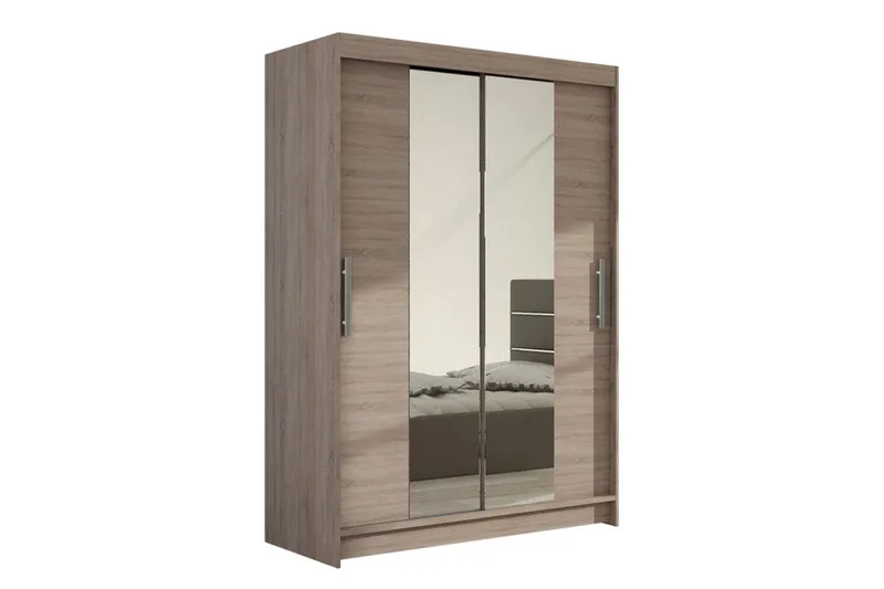 Estella Garderobe 120 cm Skydedøre Smal Spejl - Eg - Opbevaring - Tøjopbevaring - Garderobeskabe