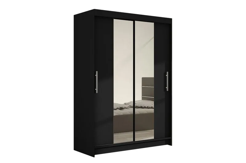 Estella Garderobe 120 cm Skydedøre Smal Spejl - Sort - Opbevaring - Tøjopbevaring - Garderobeskabe