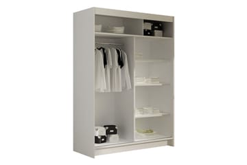 Estella Garderobe med Spejl 120x200 cm - Beige - Opbevaring - Tøjopbevaring - Garderobeskabe
