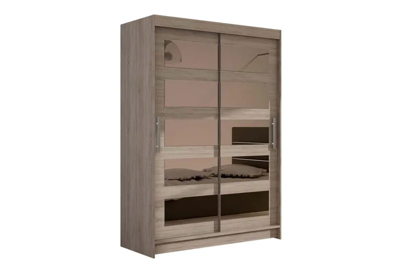 Estella Garderobe Skydedøre 5-Delt Spejl, Eg