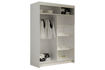 Estella Garderobe Skydedøre Delt Spejl - Hvid - Opbevaring - Tøjopbevaring - Garderobeskabe