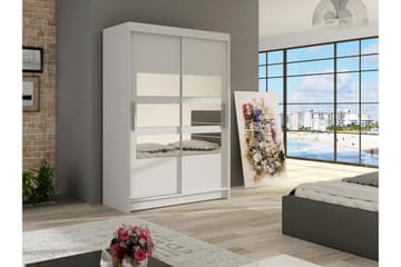 Estella Garderobe Skydedøre Delt Spejl - Hvid - Opbevaring - Tøjopbevaring - Garderobeskabe