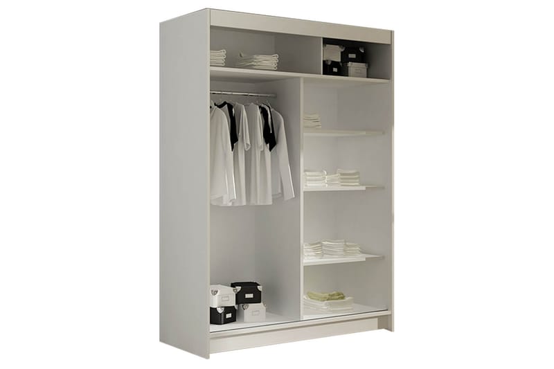 Estella Garderobe Skydedøre Delt Spejl - Lys Eg - Opbevaring - Tøjopbevaring - Garderobeskabe