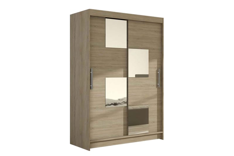 Estella Garderobe Skydedøre Firkantet Spejl, Eg