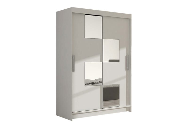 Estella Garderobe Skydedøre Firkantet Spejl - Hvid - Opbevaring - Tøjopbevaring - Garderobeskabe