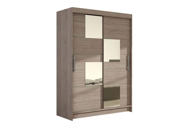 Estella Garderobe Skydedøre Firkantet Spejl, Lys Eg