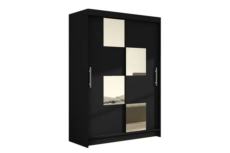 Estella Garderobe Skydedøre Firkantet Spejl, Sort