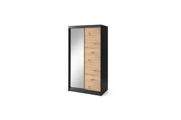 Esville Garderobe med Spejl 120x220 cm - Brun - Opbevaring - Tøjopbevaring - Garderobeskabe