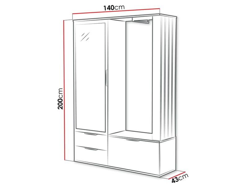Faro hallmøbel 140 cm - beige - Møbler - Entrémøbler - Møbelsæt til hall og entre