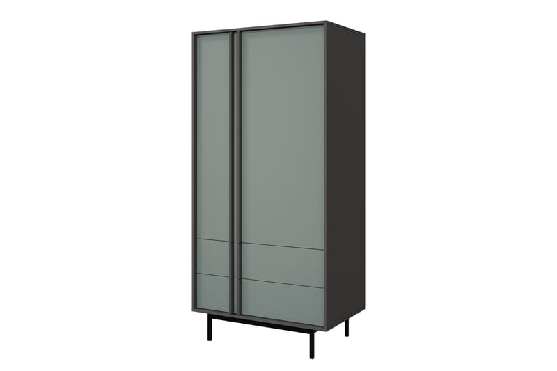 Farshian Garderobe 93x195 cm, Grå/Grøn