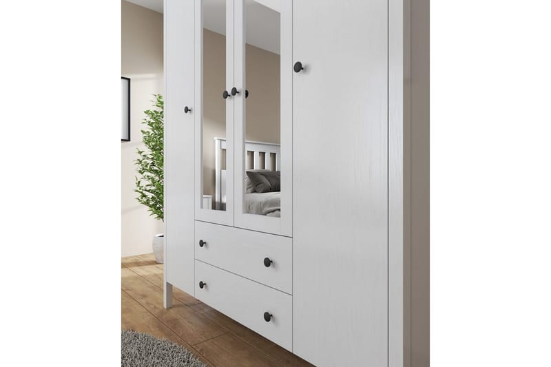 Ferra Garderobe med Spejl 140x194,8 cm - Natur/Hvid - Opbevaring - Tøjopbevaring - Garderobeskabe