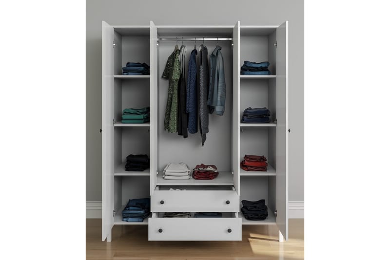 Ferra Garderobesskåp 160x194,8 cm - Natur/Hvid - Opbevaring - Tøjopbevaring - Garderobeskabe - Garderobeskab & klædeskab