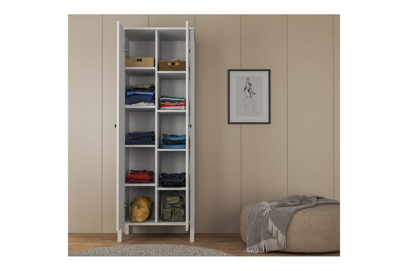 Ferra Garderobesskåp 70x194,8 cm - Natur/Hvid - Opbevaring - Tøjopbevaring - Garderobeskabe - Garderobeskab & klædeskab