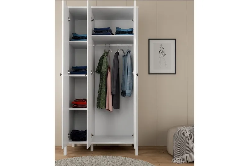 Ferra Garderobesskåp 98x194,8 cm - Natur/Hvid - Opbevaring - Tøjopbevaring - Garderobeskabe - Garderobeskab & klædeskab