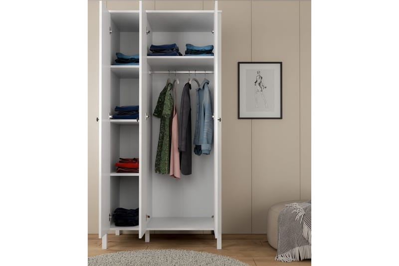 Ferra Garderobesskåp 98x194,8 cm - Natur/Hvid - Opbevaring - Tøjopbevaring - Garderobeskabe - Garderobeskab & klædeskab