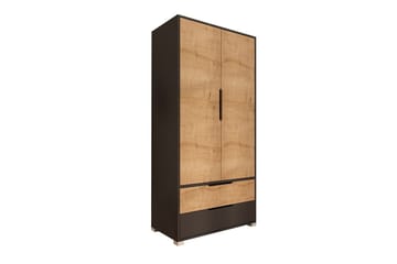 Florai Garderobeskab 90x183 cm - Antracit/Brun - Opbevaring - Tøjopbevaring - Garderobeskabe - Garderobeskab & klædeskab