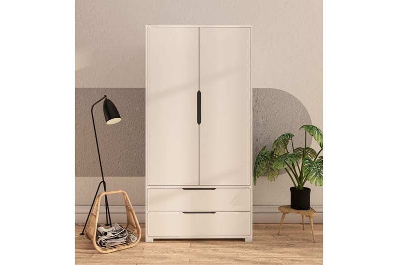 Florai Garderobeskab 90x183 cm - Hvid - Opbevaring - Tøjopbevaring - Garderobeskabe - Garderobeskab & klædeskab