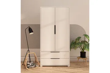 Florai Garderobeskab 90x183 cm - Hvid - Opbevaring - Tøjopbevaring - Garderobeskabe - Garderobeskab & klædeskab