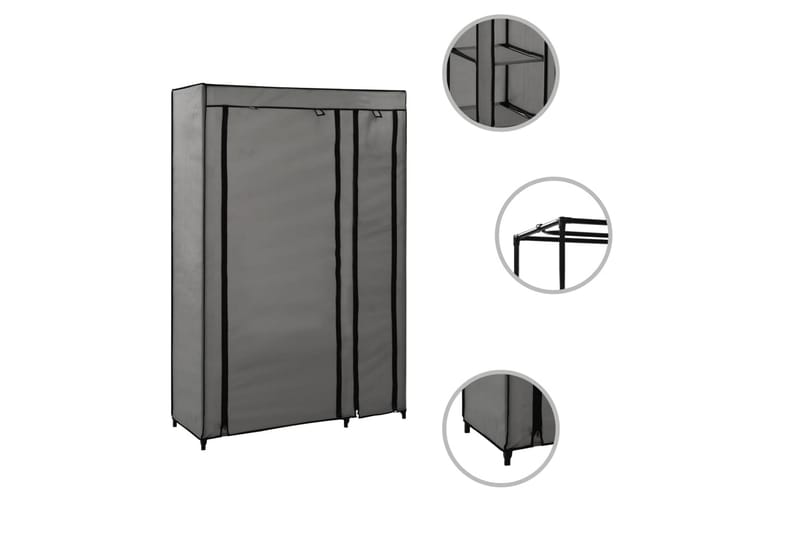 Foldbart Klædeskab 110 X 45 X 175 Cm Stof Grå - Grå - Opbevaring - Tøjopbevaring - Garderobeskabe