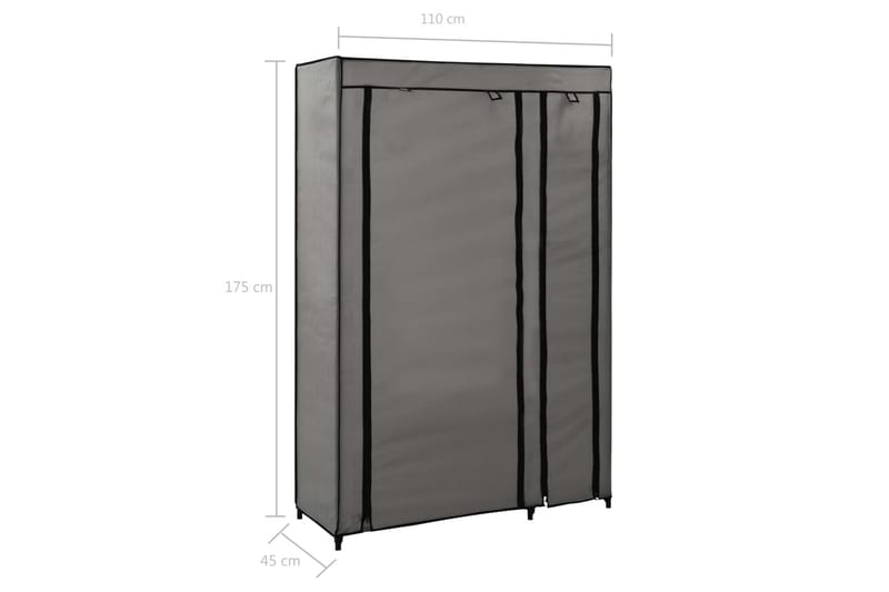 Foldbart Klædeskab 110 X 45 X 175 Cm Stof Grå - Grå - Opbevaring - Tøjopbevaring - Garderobeskabe