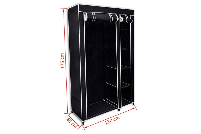 Foldeklædeskab 110 X 45 X 175 Cm Sort - Sort - Opbevaring - Tøjopbevaring - Garderobeskabe