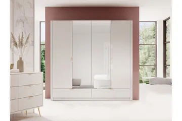 Forba Garderobeskab med Spejl 213x209 cm - Hvid - Opbevaring - Tøjopbevaring - Garderobeskabe