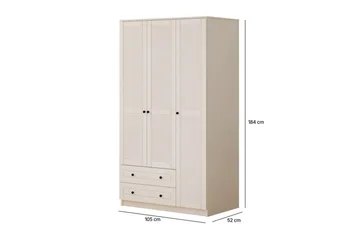 Fornis Garderobesskåp 105x184 cm - Mat Hvid - Opbevaring - Tøjopbevaring - Garderobeskabe - Garderobeskab & klædeskab