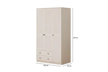 Fornis Garderobesskåp 105x210 cm - Mat Hvid - Opbevaring - Tøjopbevaring - Garderobeskabe - Garderobeskab & klædeskab