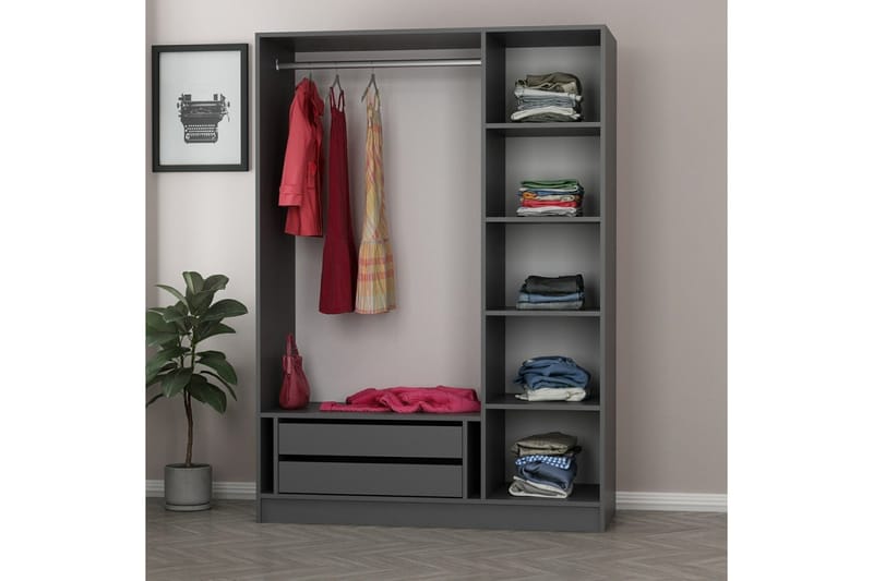 Fruitland Garderobe 135 cm - Antracit - Opbevaring - Tøjopbevaring - Garderobeskabe