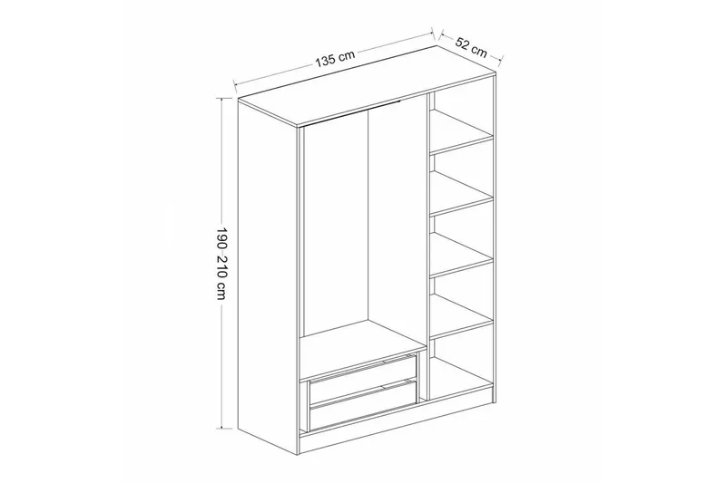 Fruitland Garderobe 135 cm - Antracit - Opbevaring - Tøjopbevaring - Garderobeskabe