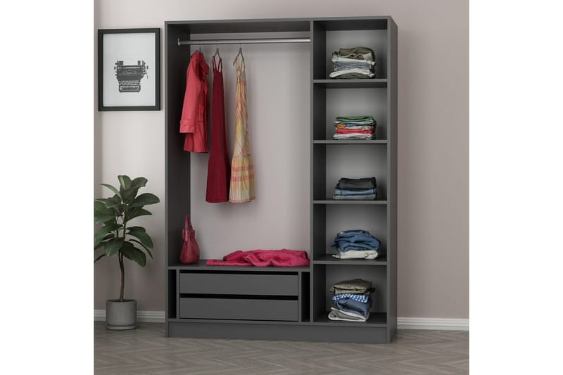 Fruitland Garderobe 135 cm - Antracit - Opbevaring - Tøjopbevaring - Garderobeskabe