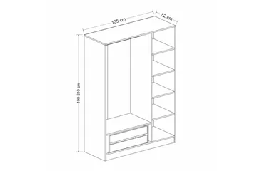 Fruitland Garderobe 135 cm - Hvid - Opbevaring - Tøjopbevaring - Garderobeskabe