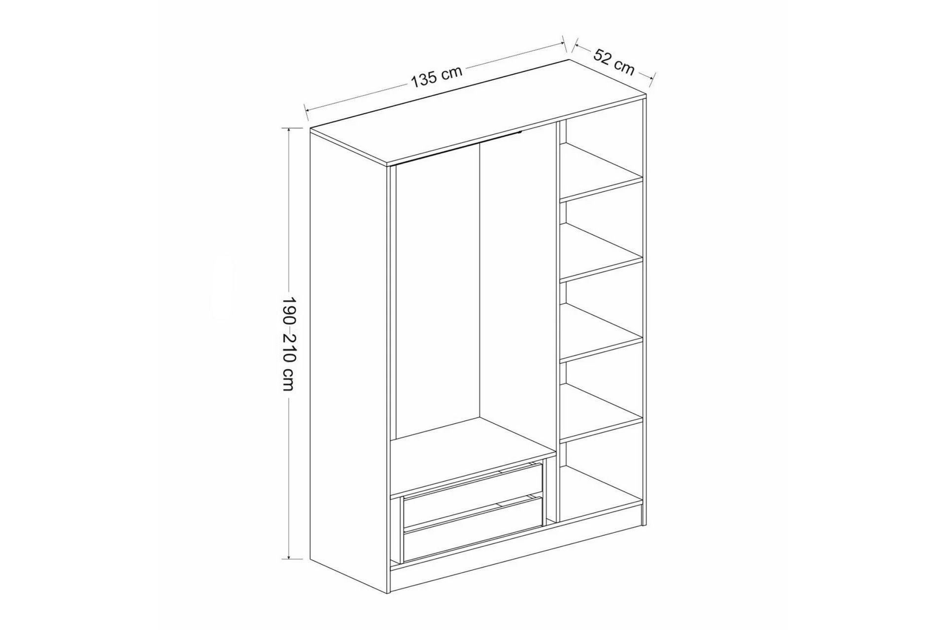 Fruitland Garderobe 135 cm - Hvid - Opbevaring - Tøjopbevaring - Garderobeskabe