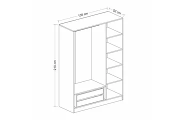 Fruitland Garderobe 135 cm - Hvid - Opbevaring - Tøjopbevaring - Garderobeskabe