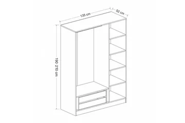 Fruitland Garderobe 135 cm - Sort/Hvid - Opbevaring - Tøjopbevaring - Garderobeskabe