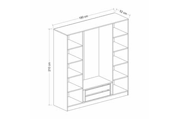 Fruitland Garderobe 180 cm - Antracit - Opbevaring - Tøjopbevaring - Garderobeskabe